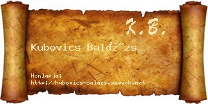 Kubovics Balázs névjegykártya